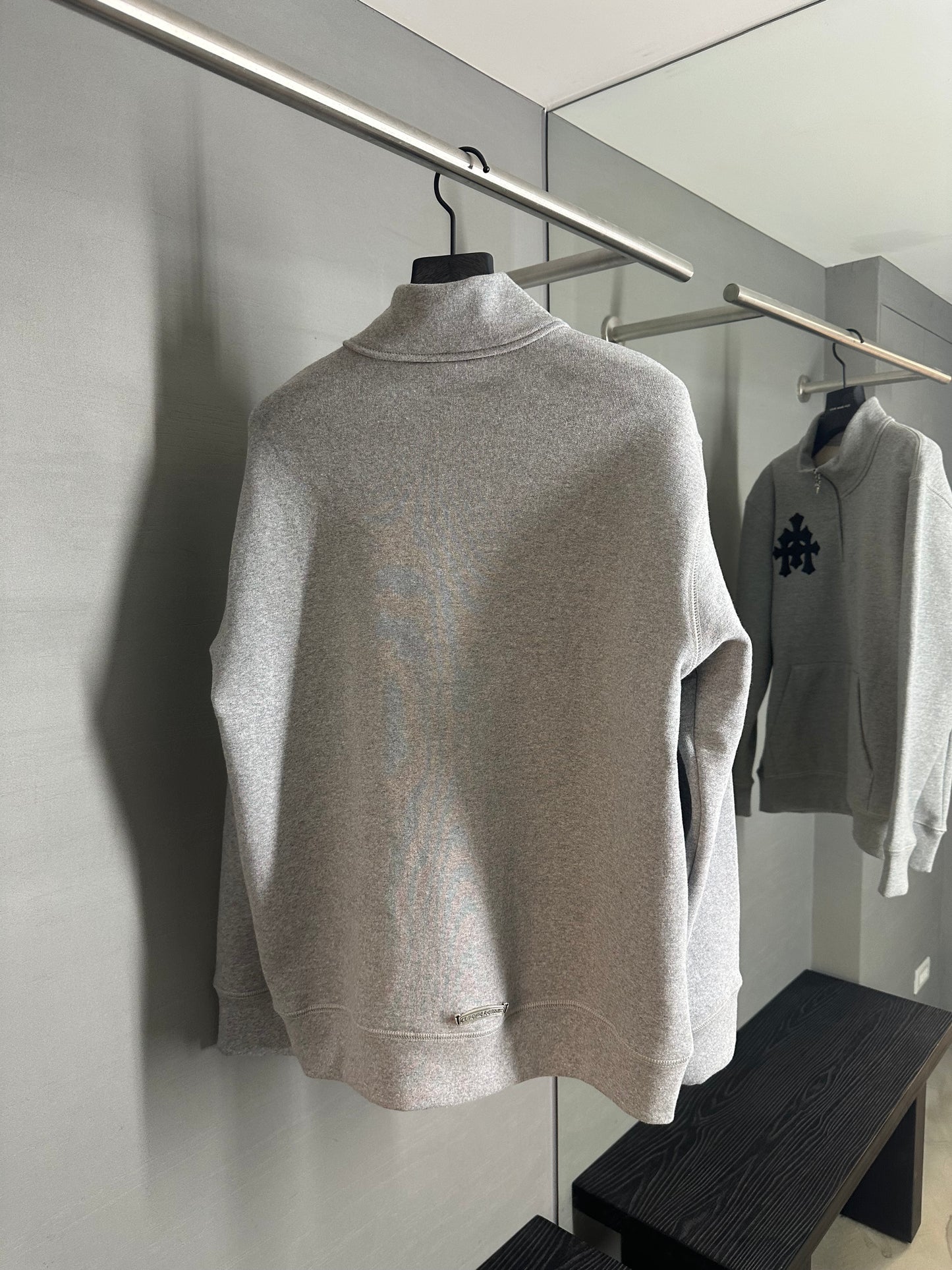 Chrome Hearts Triple Cross Patch Half Zip Hoodie