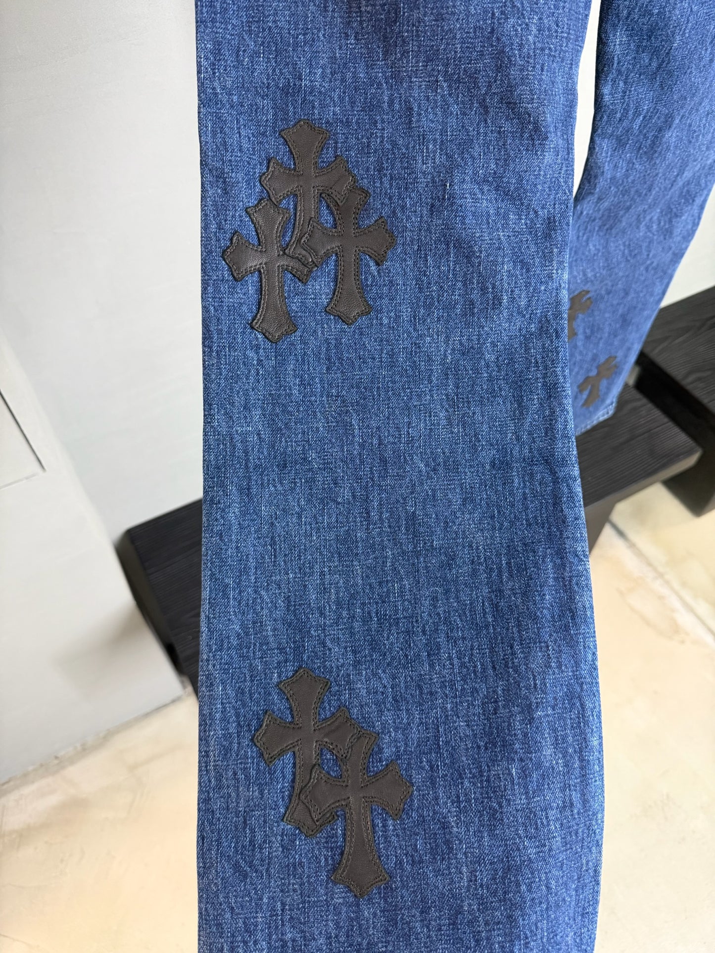 Chrome Hearts Turbo Diesel Fleur Knee Jeans