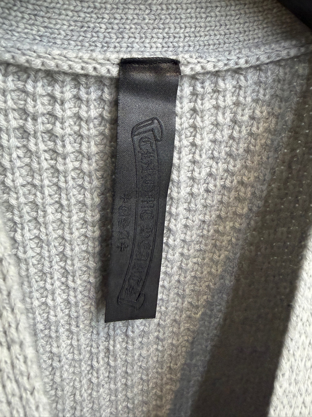 Chrome Hearts Cross Patch Grey Waffle Cashmere Cardigan