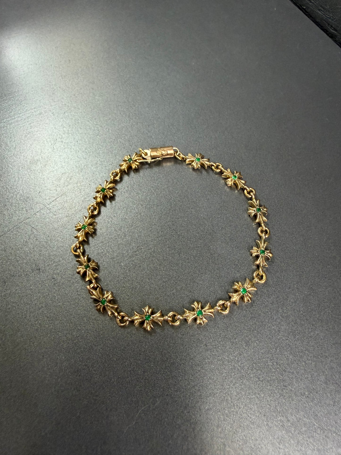 Chrome Hearts 22K Emerald Tiny E Bracelet 12 Links