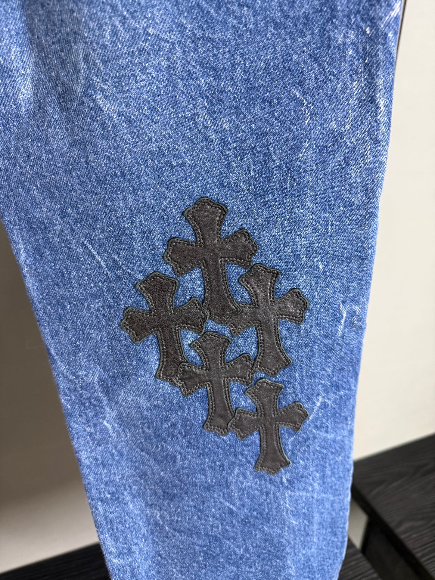 Chrome Hearts Leather Cross Patch 517 Jeans