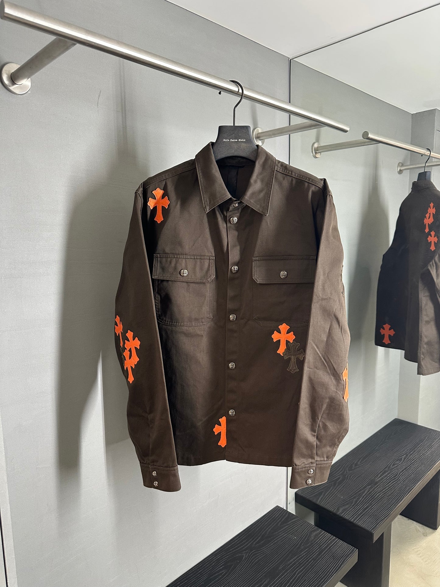 Chrome Hearts Camouflage & Orange Patch Work Dog Jacket