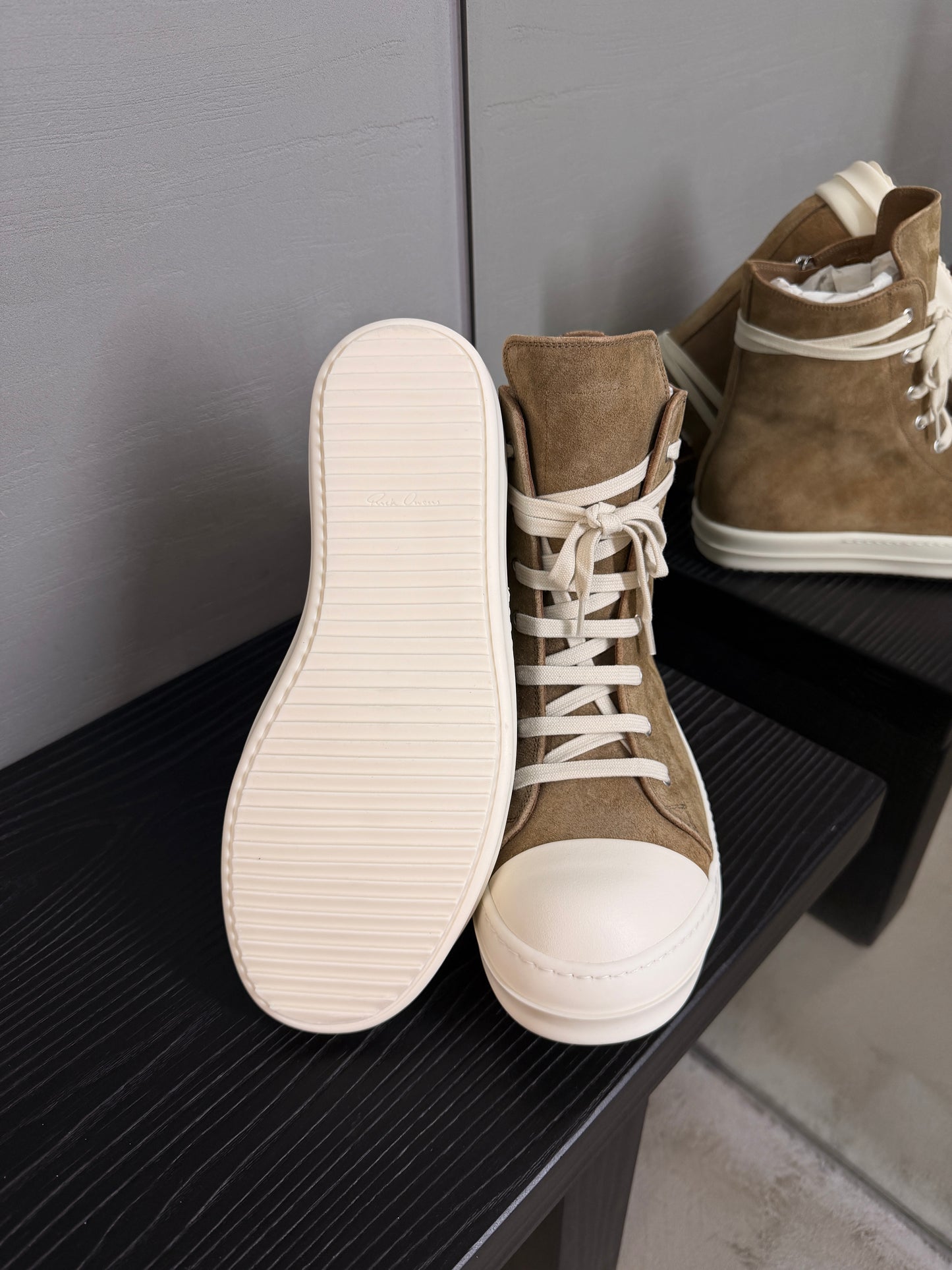 Rick Owens Sumi Suede Ramones Temple Sneakers