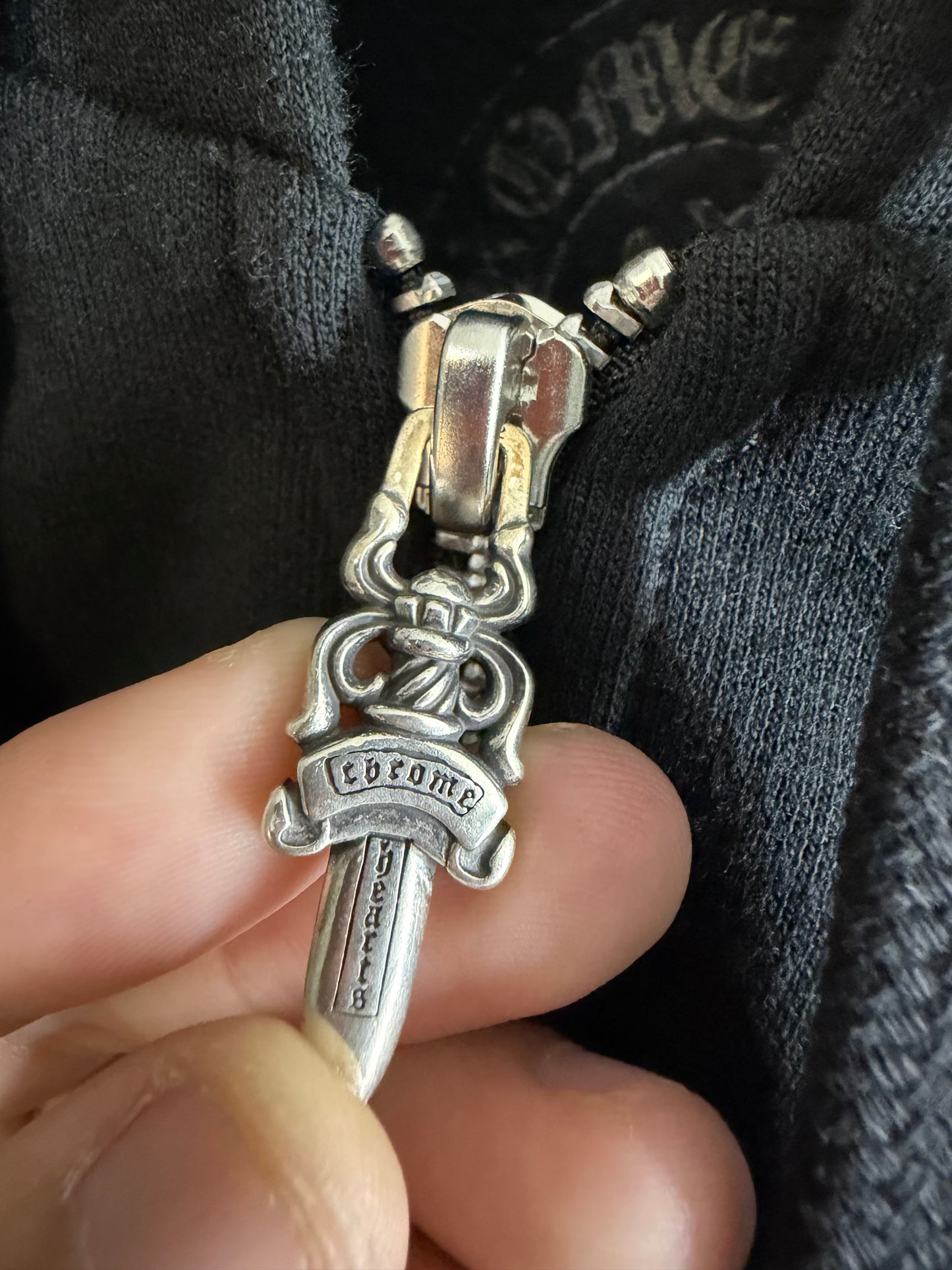 Chrome Hearts Gothic Script Vertical Logo Zip-up