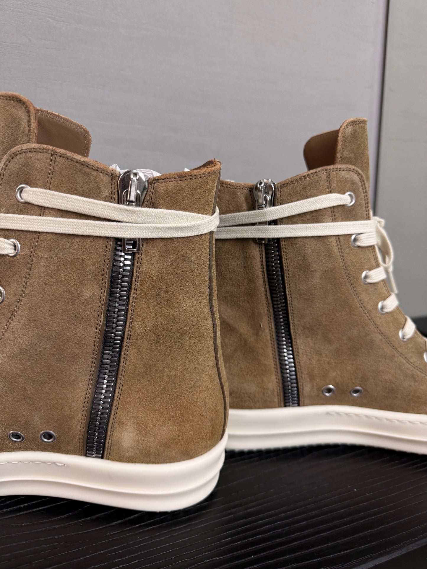 Rick Owens Sumi Suede Ramones Temple Sneakers