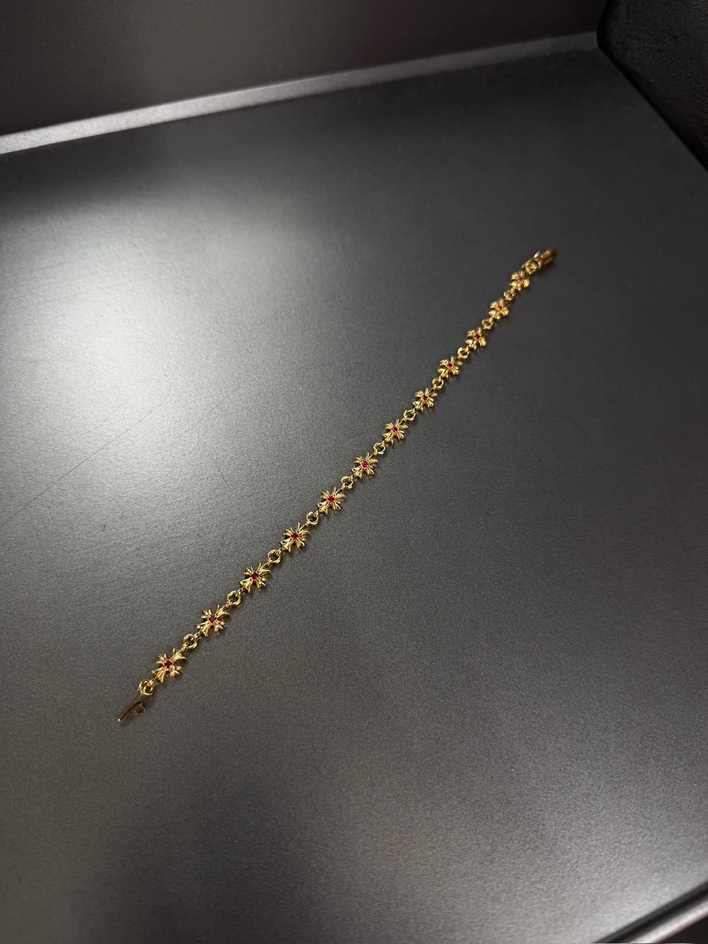Chrome Hearts 22K Ruby Tiny E Bracelet 12 Links