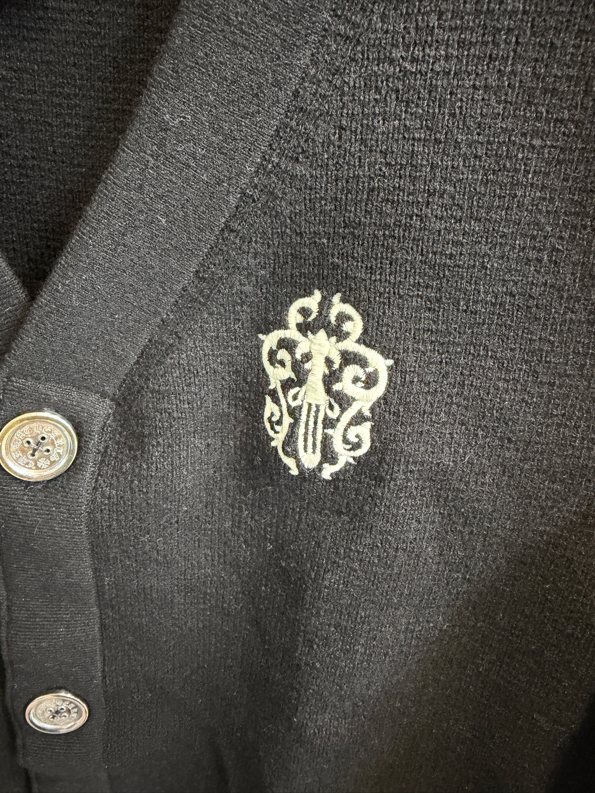 Chrome Hearts Vine Heart Embroidery Cashmere Cardigan