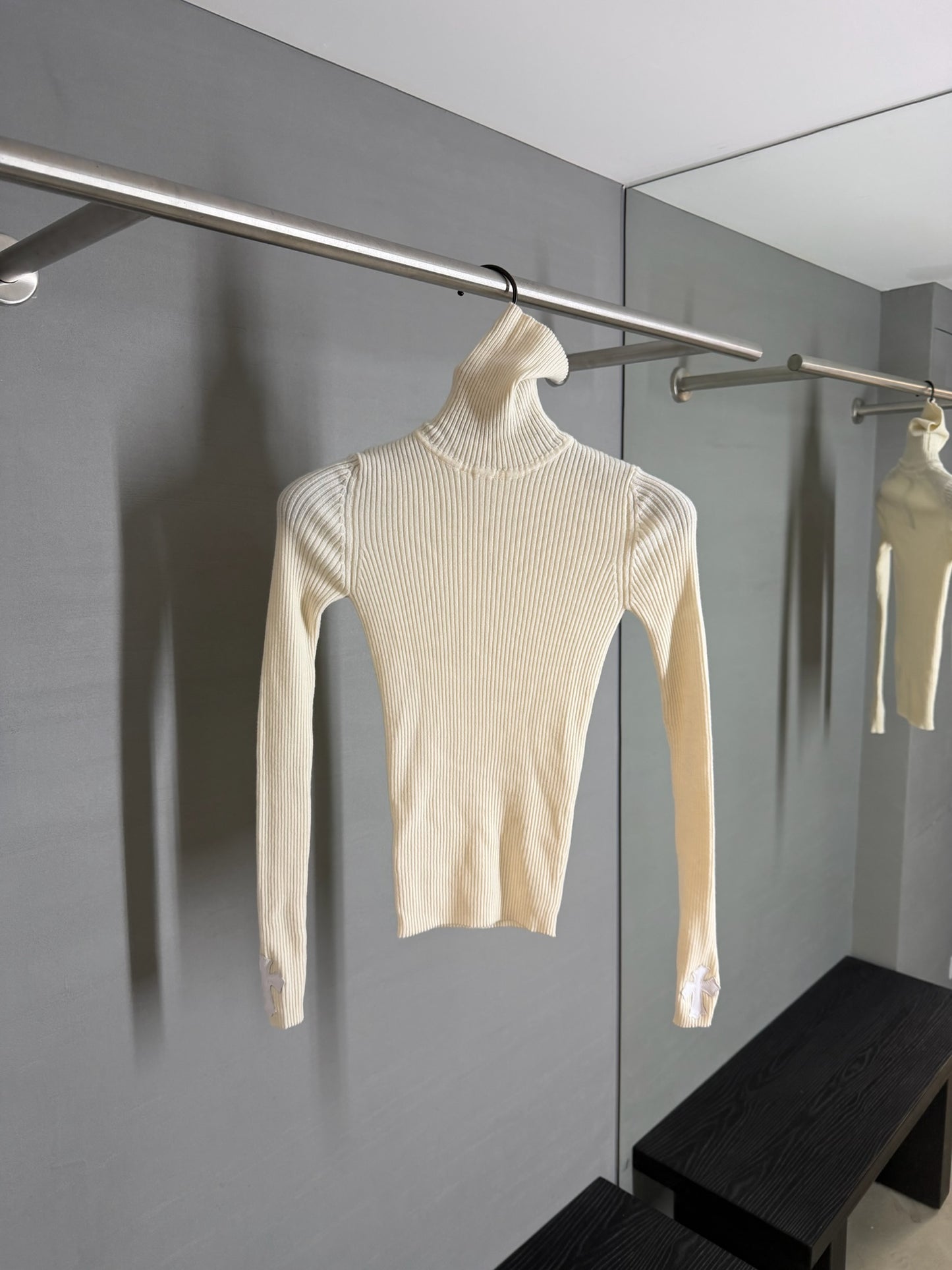 Chrome Hearts Cross Patch Cashmere Turtle Neck Long Sleeve