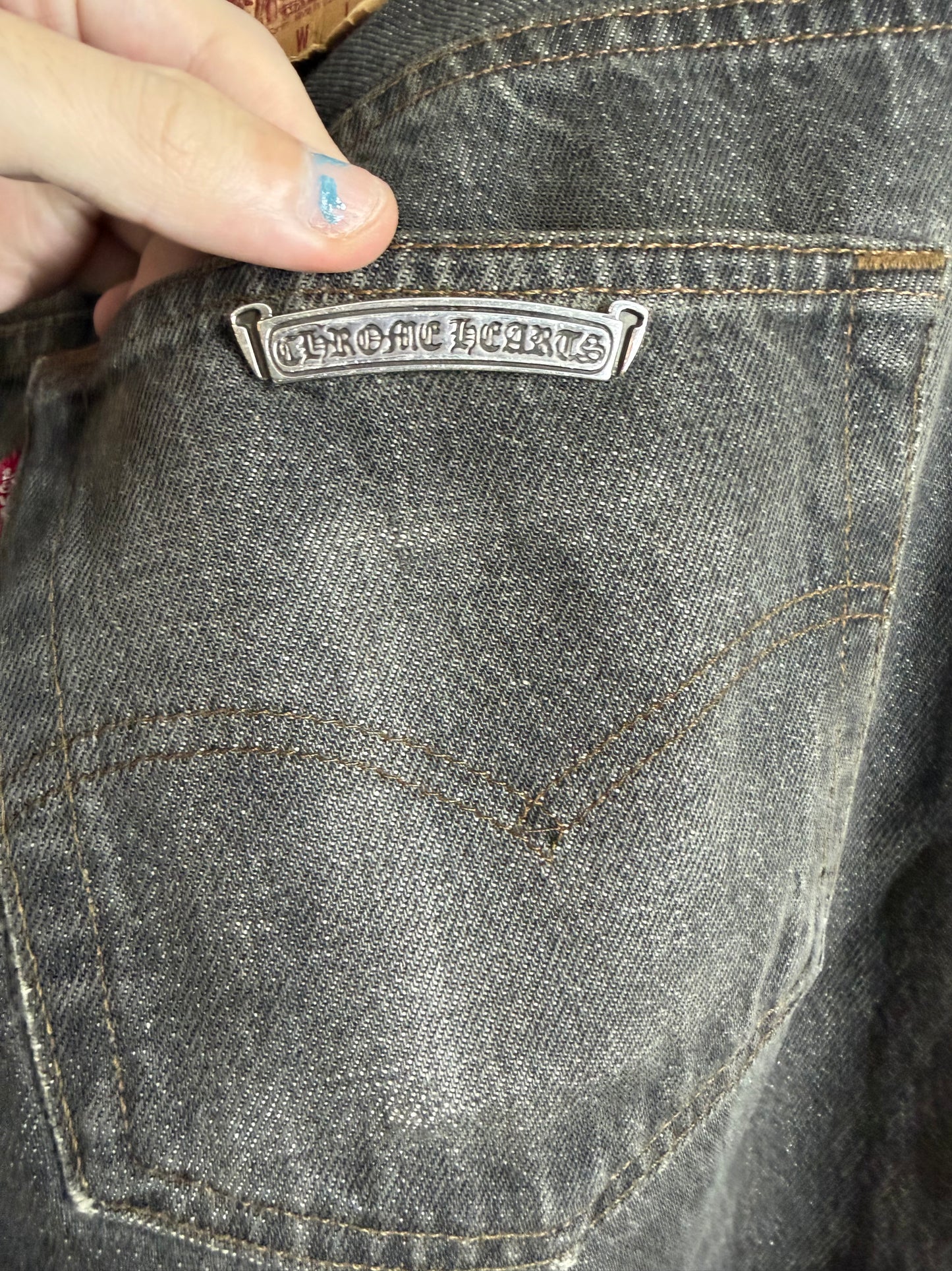 Chrome Hearts Leather Cross Patch 501 Jeans