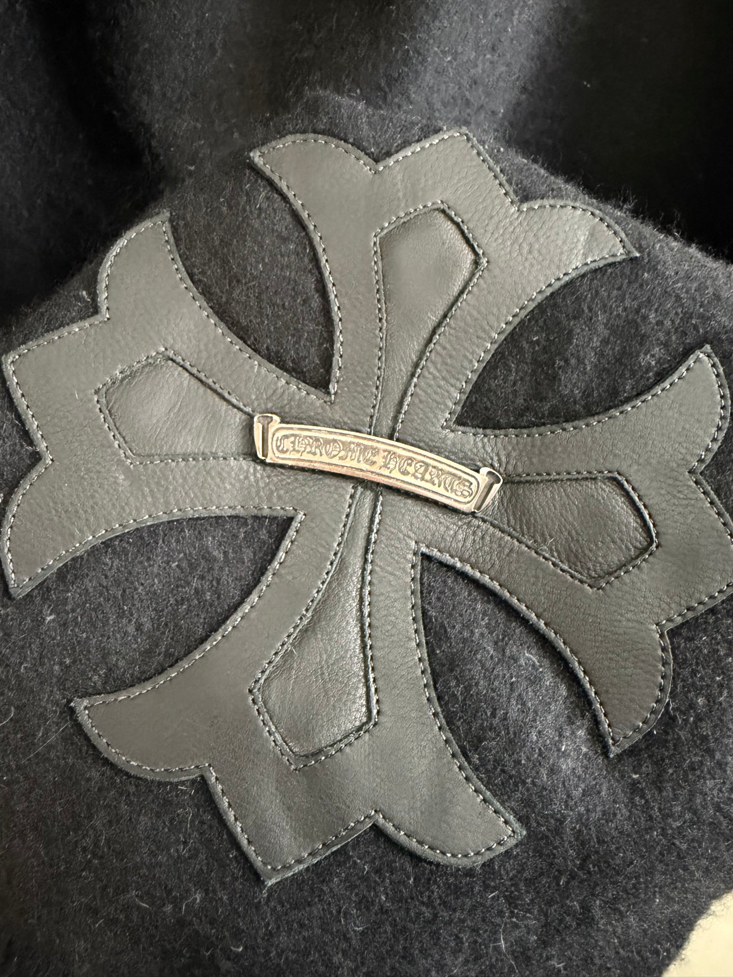 Chrome Hearts Leather Cross Patch Cashmere Scarf Blanket