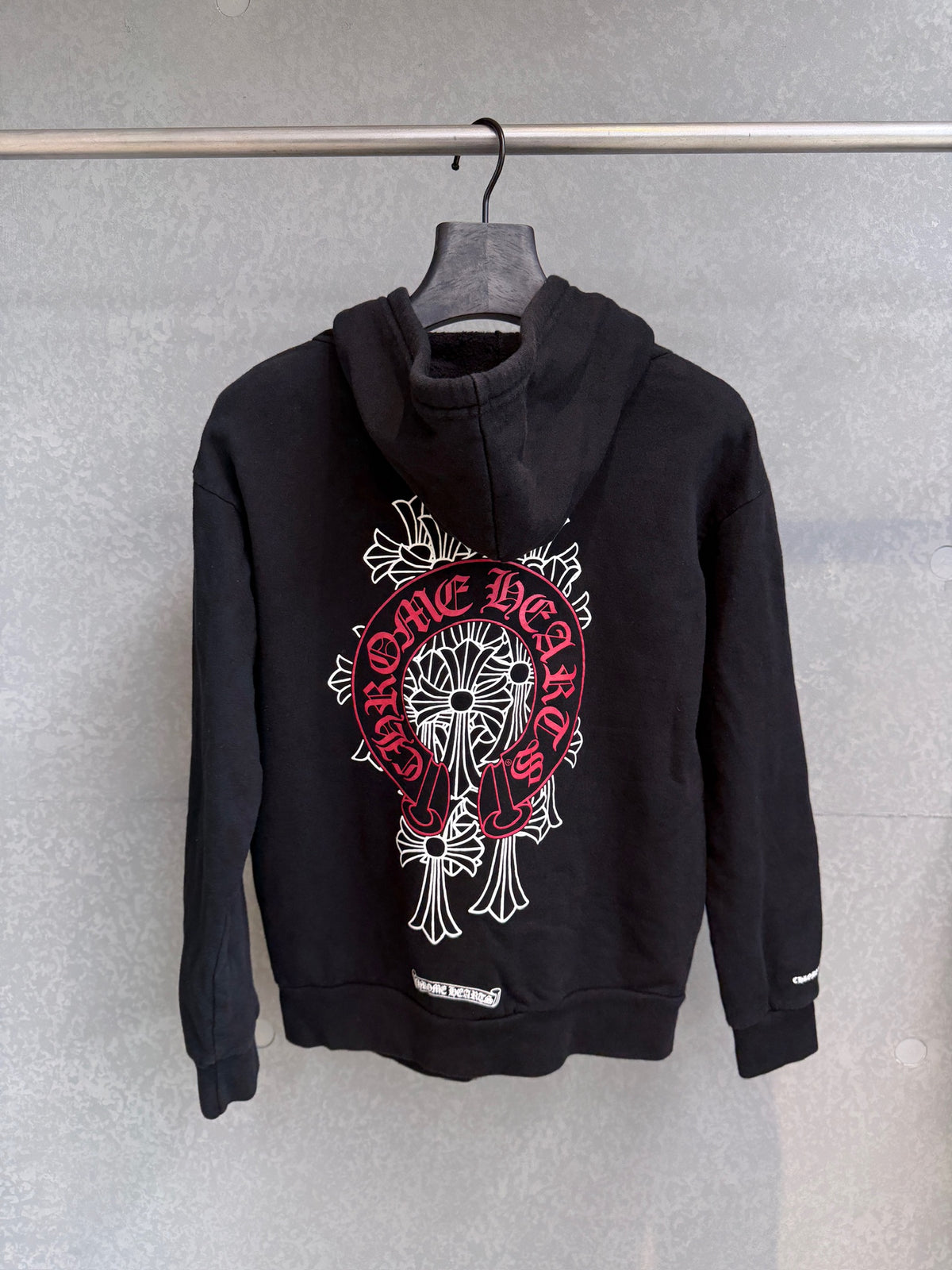 Chrome Hearts Red Horseshoe Zip Up Hoodie