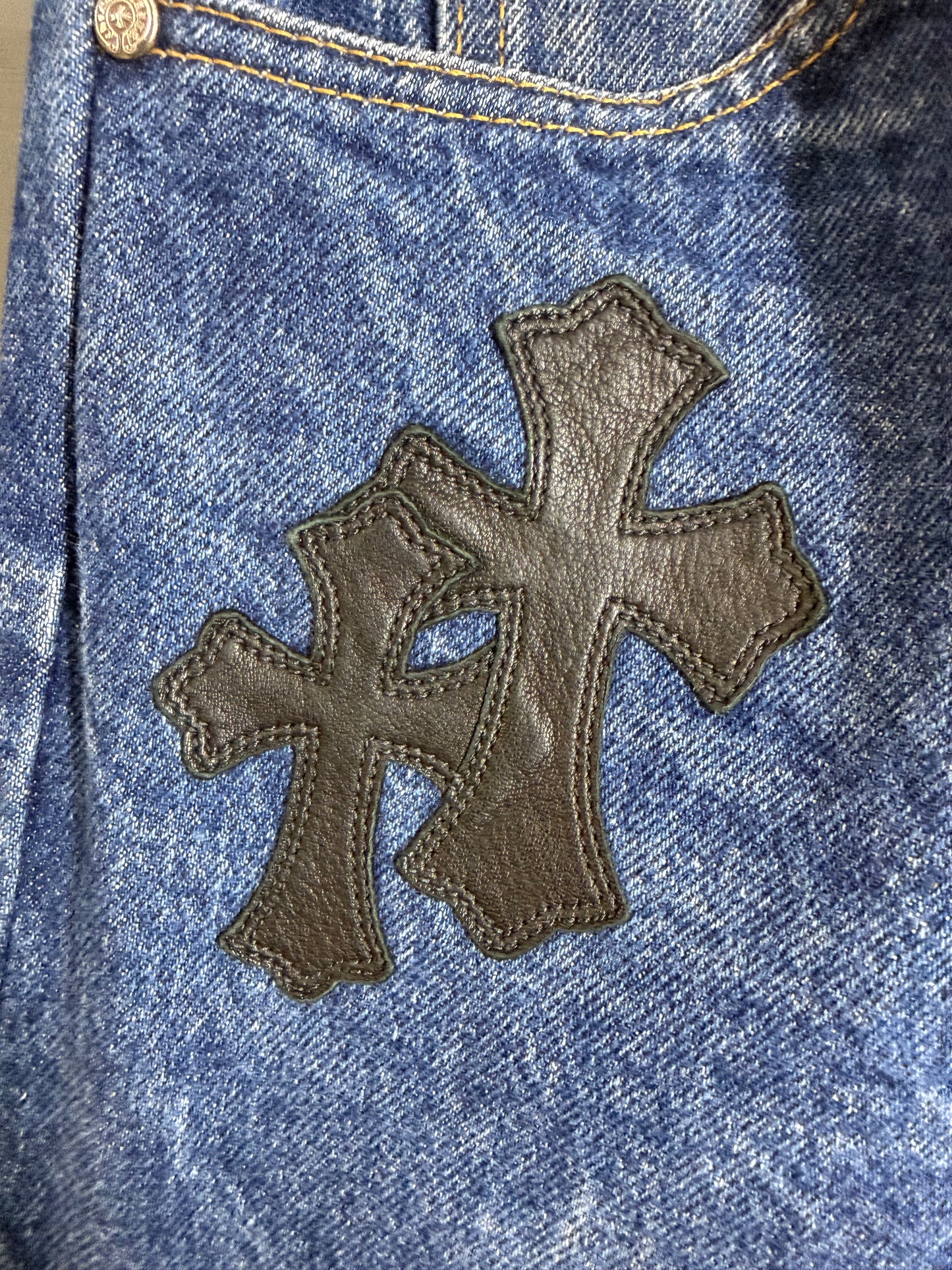 Chrome Hearts Leather Cross Patch 517 Jeans