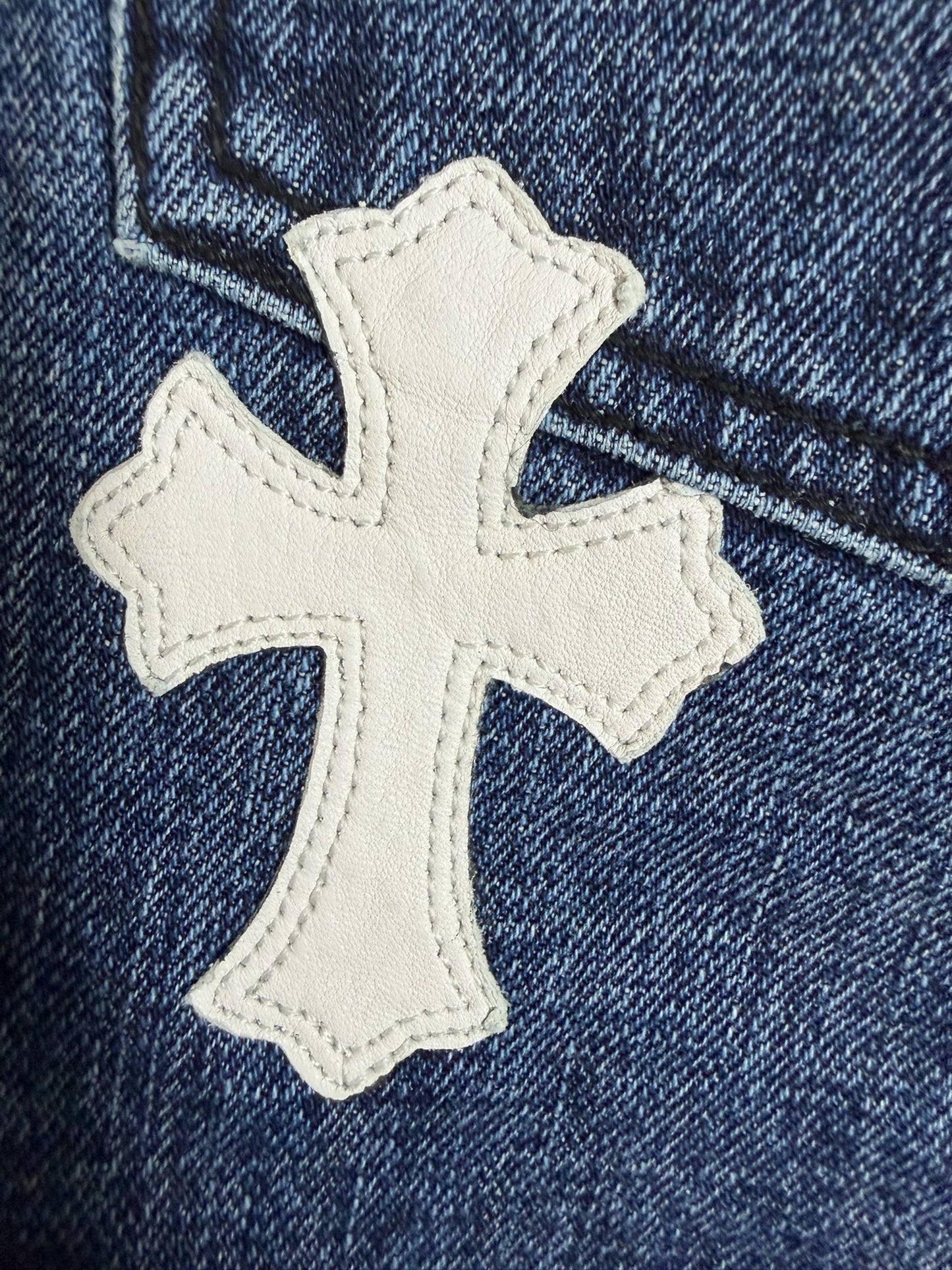 Chrome Hearts Cross Patch Fleur Knee Jeans
