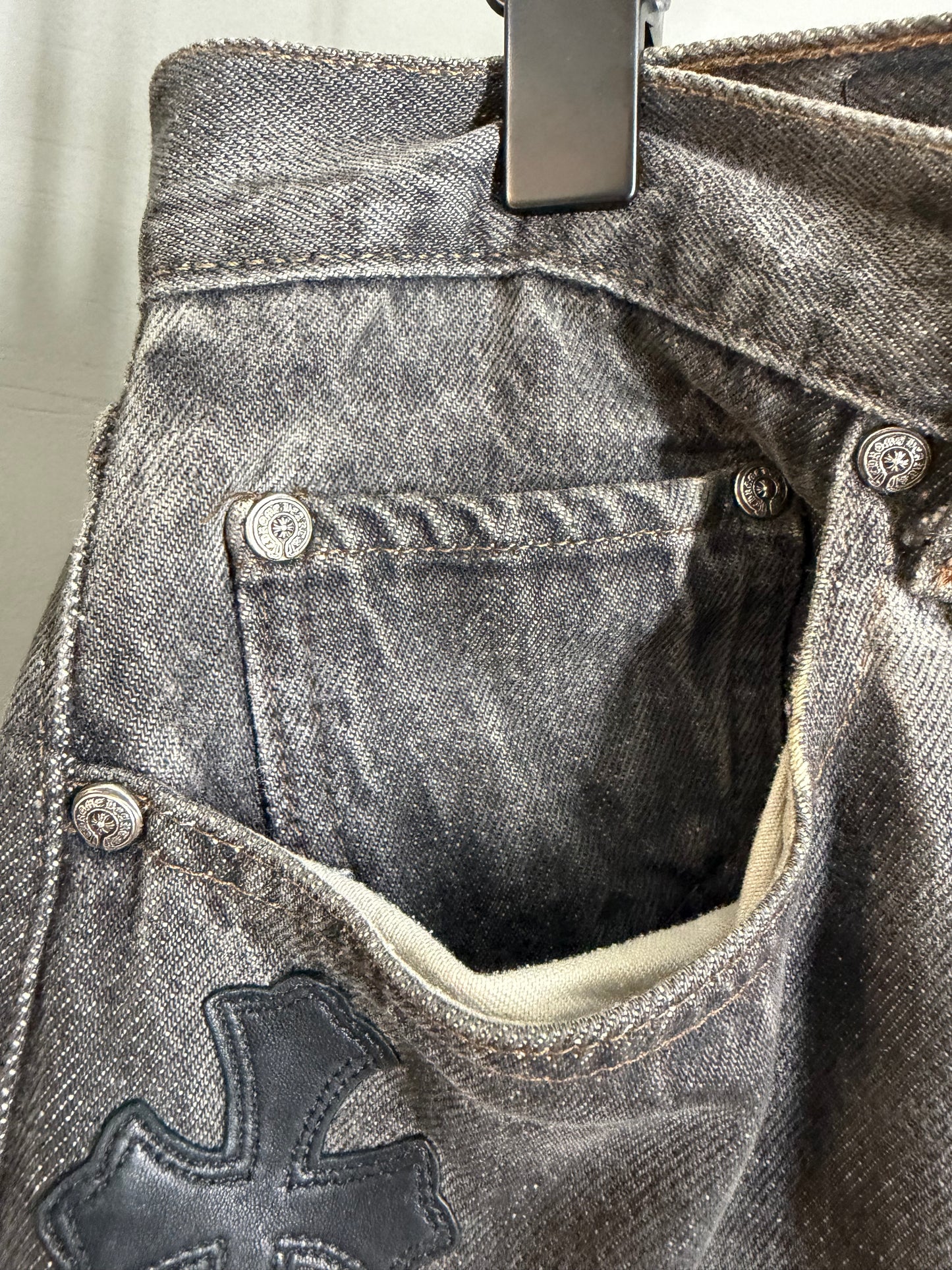 Chrome Hearts Leather Cross Patch 501 Jeans