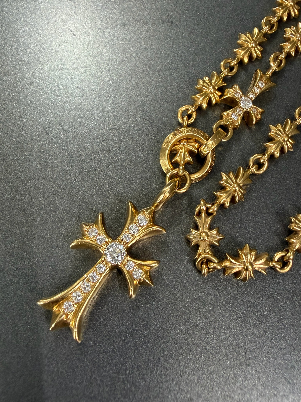 Chrome Hearts 22K Tiny E Choke Chain Necklace with Diamonds