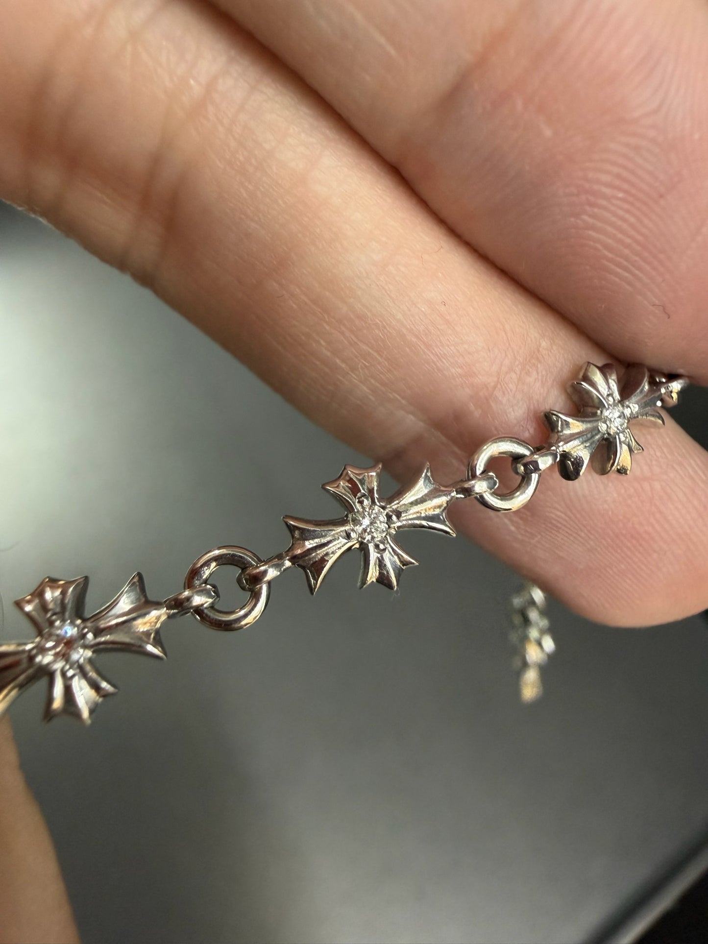 Chrome Hearts Platinum Silver Tiny E Bracelet 11 Links