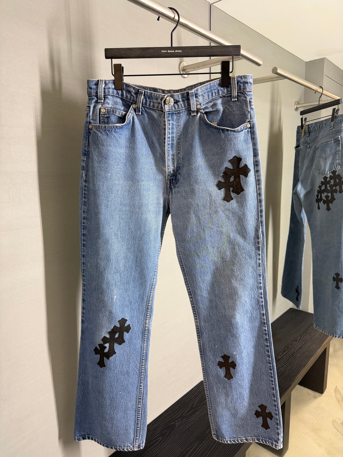 Chrome Hearts Leather Cross Patch 517 Jeans