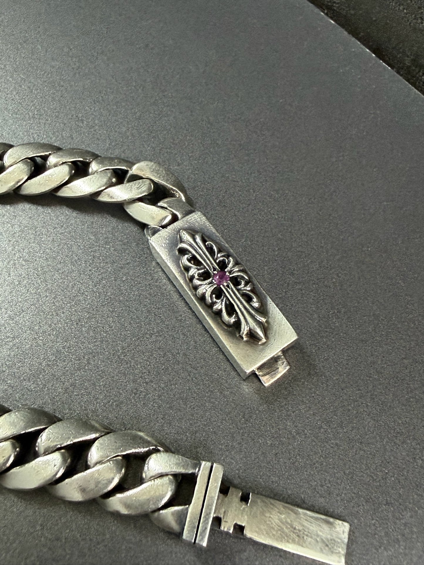 Chrome Hearts Pink Sapphire Floral ID Bracelet