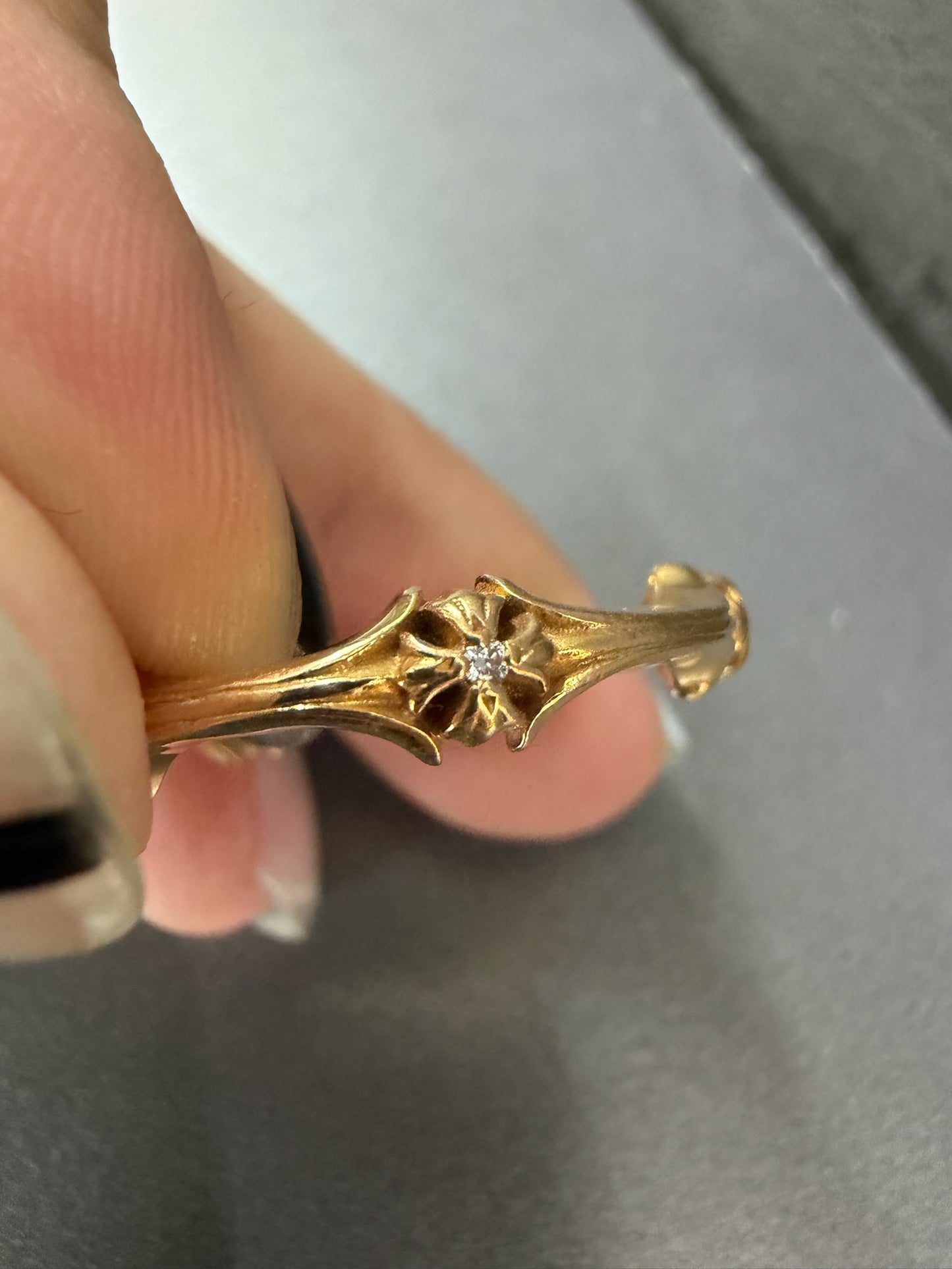 Chrome Hearts 22K Plus Cross and Bone Ring with Diamonds