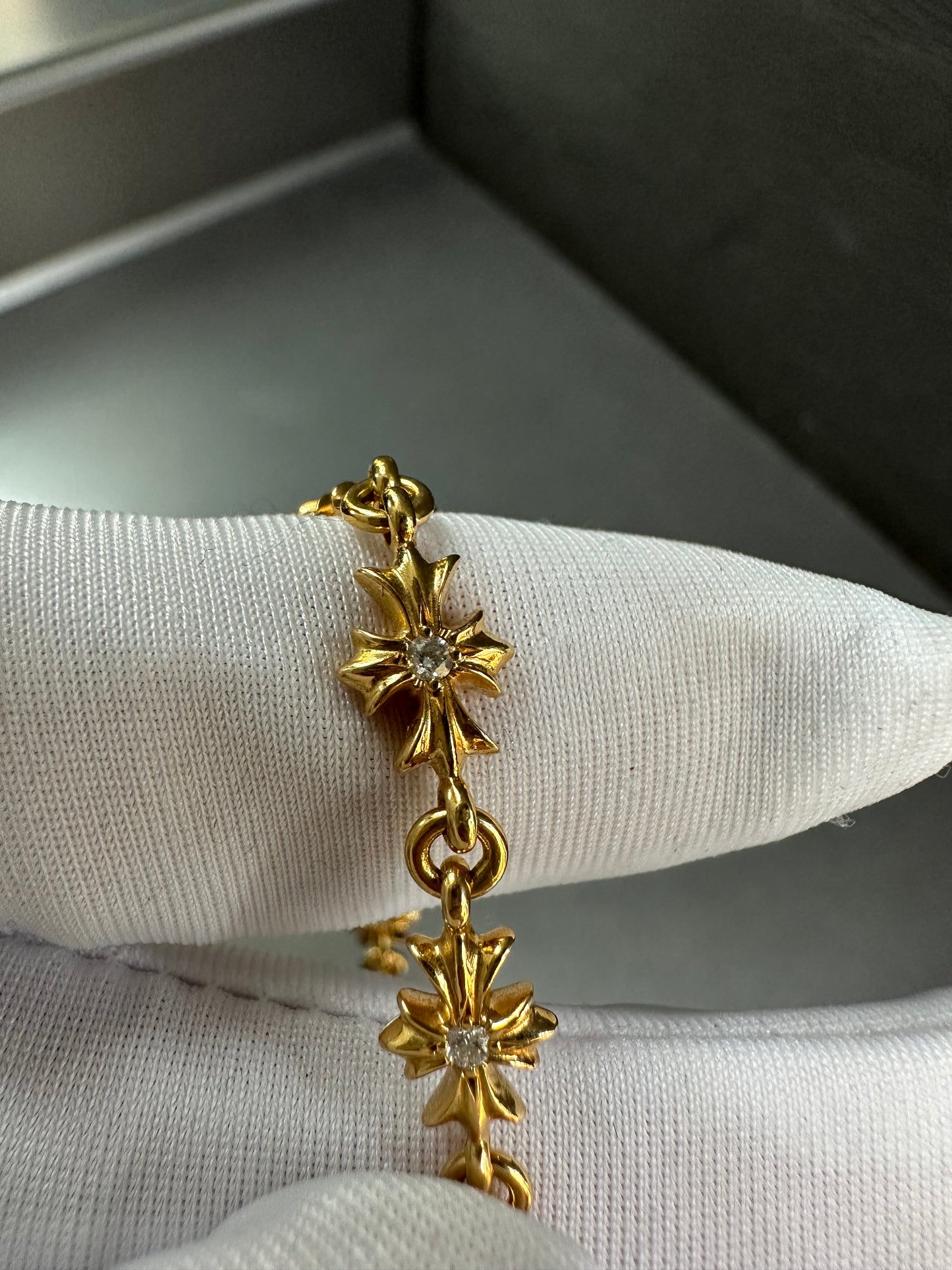 Chrome Hearts 22k Tiny E bracelet with diamonds 12links