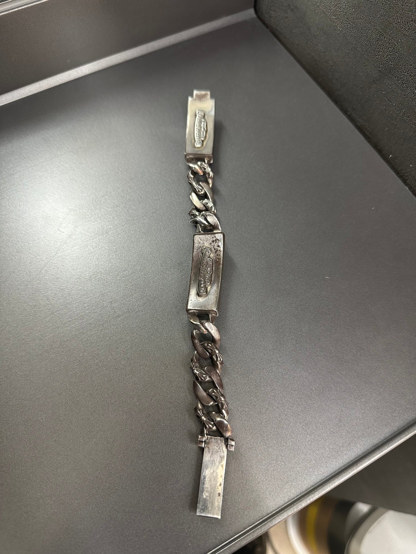 Chrome Hearts Dagger Hearts Fancy Link Double ID Bracelet