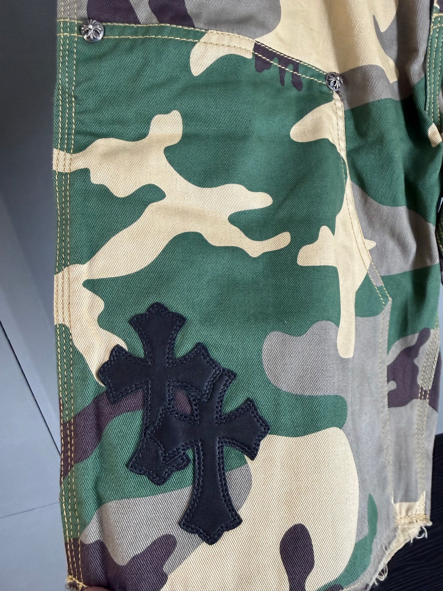 Chrome Hearts leather patched shorts