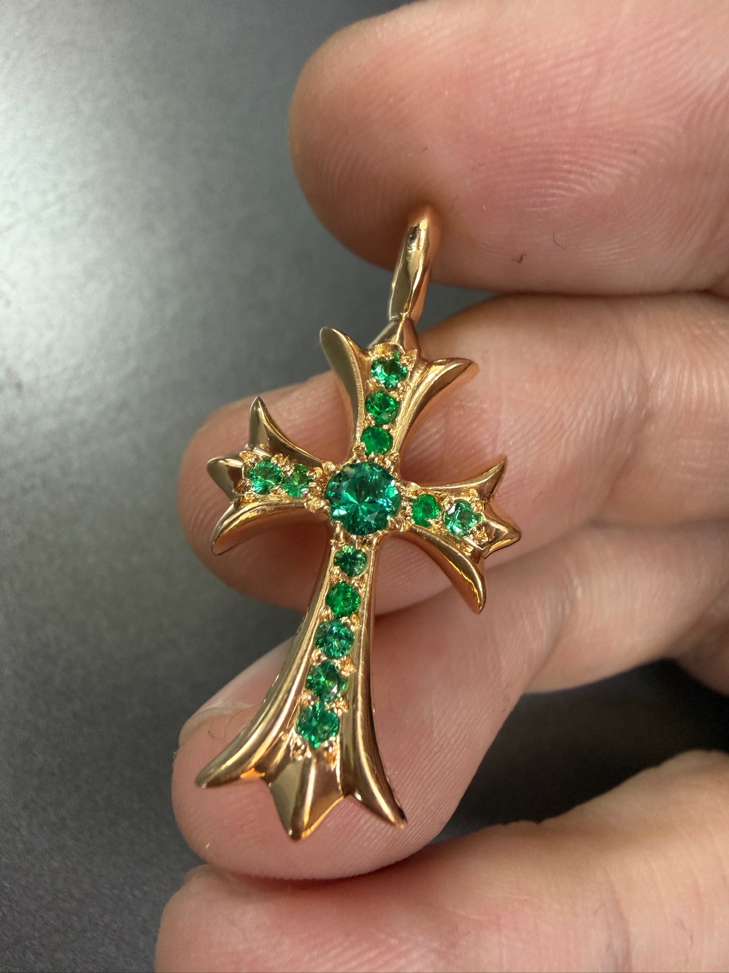 Chrome Hearts 22K Emerald Tiny Pendant