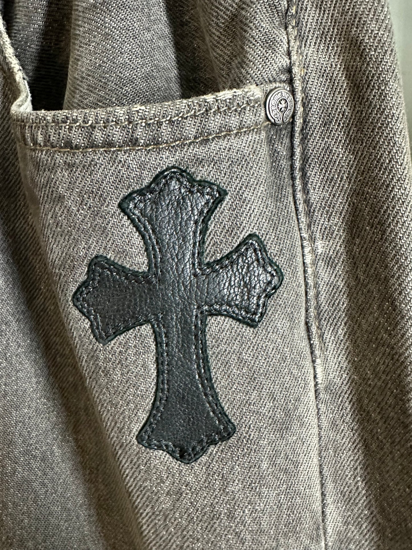 Chrome Hearts Leather Patched 501 Levis Jeans
