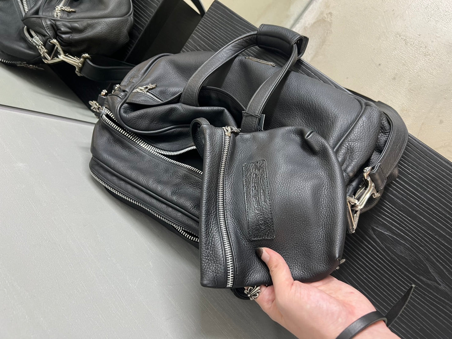 CHROME HEARTS Plain Mother's Bag Pouch Shoulder Boston