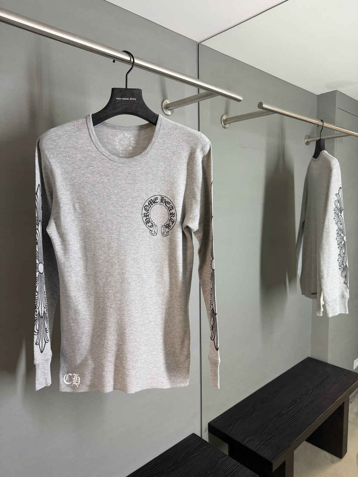 Chrome Hearts Horseshoe Floral Waffle Long Sleeve