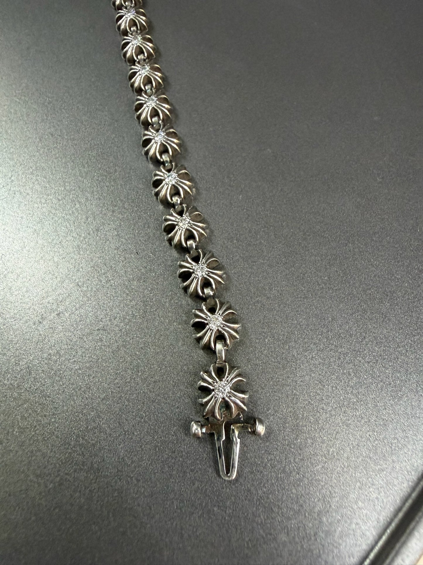 Chrome Hearts Tiny Plus Bracelet 18 Links with Diamonds