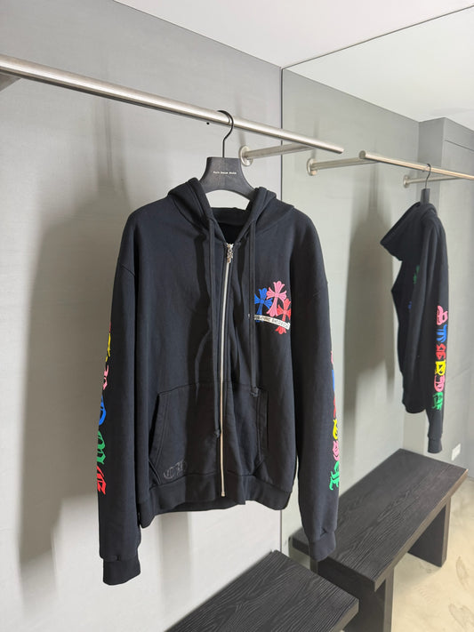 Chrome Hearts Multicolor Cemetery Cross Zip-Up Hoodie