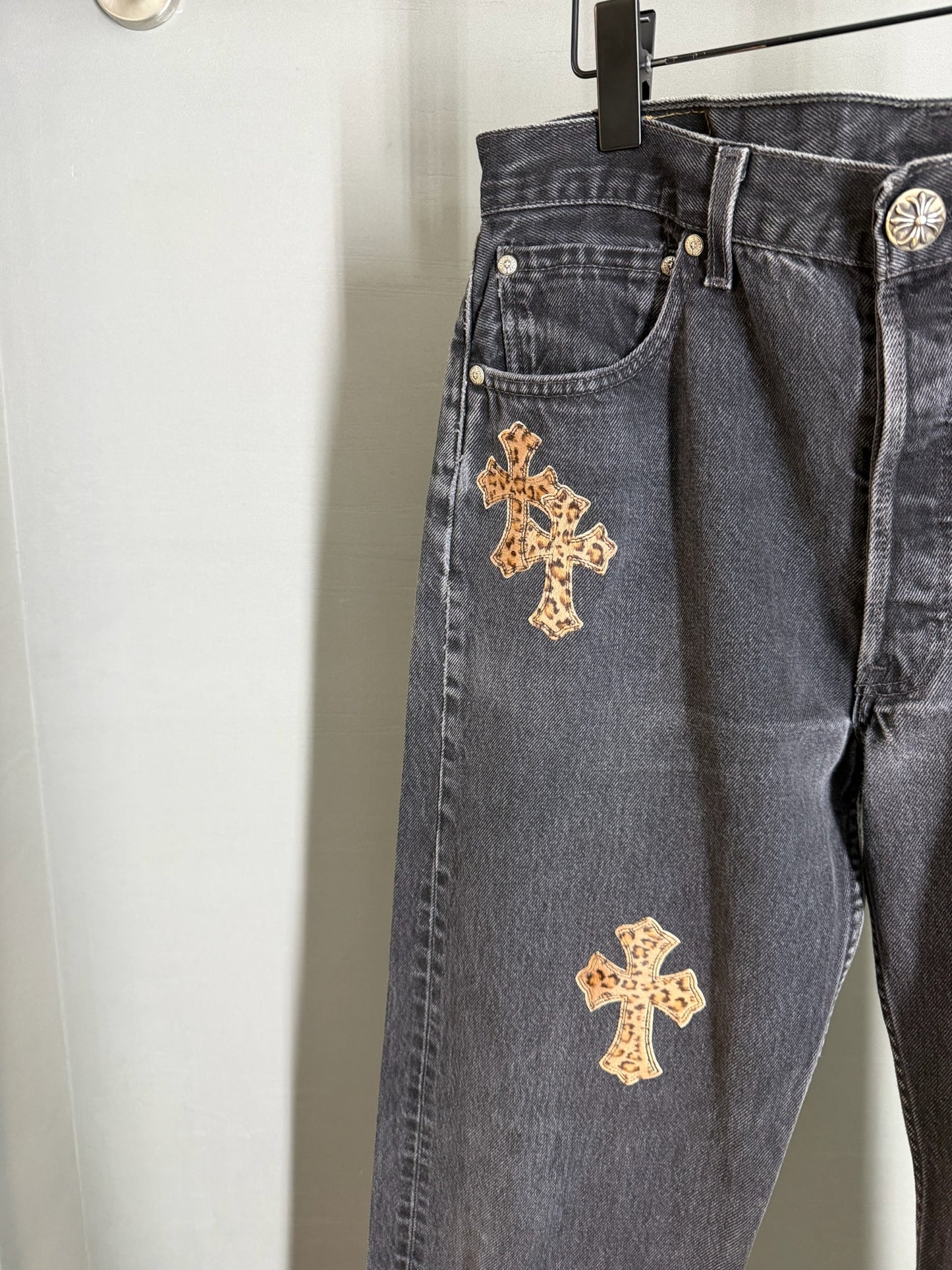 Chrome Hearts Leopard Cross Patch 501 Jeans