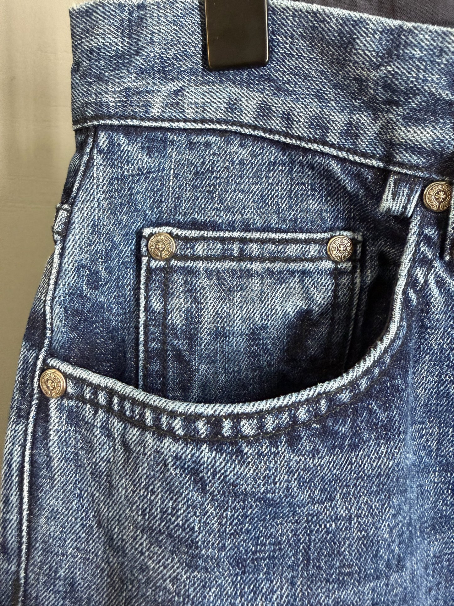 Chrome Hearts Cross Patch Fleur Knee Jeans