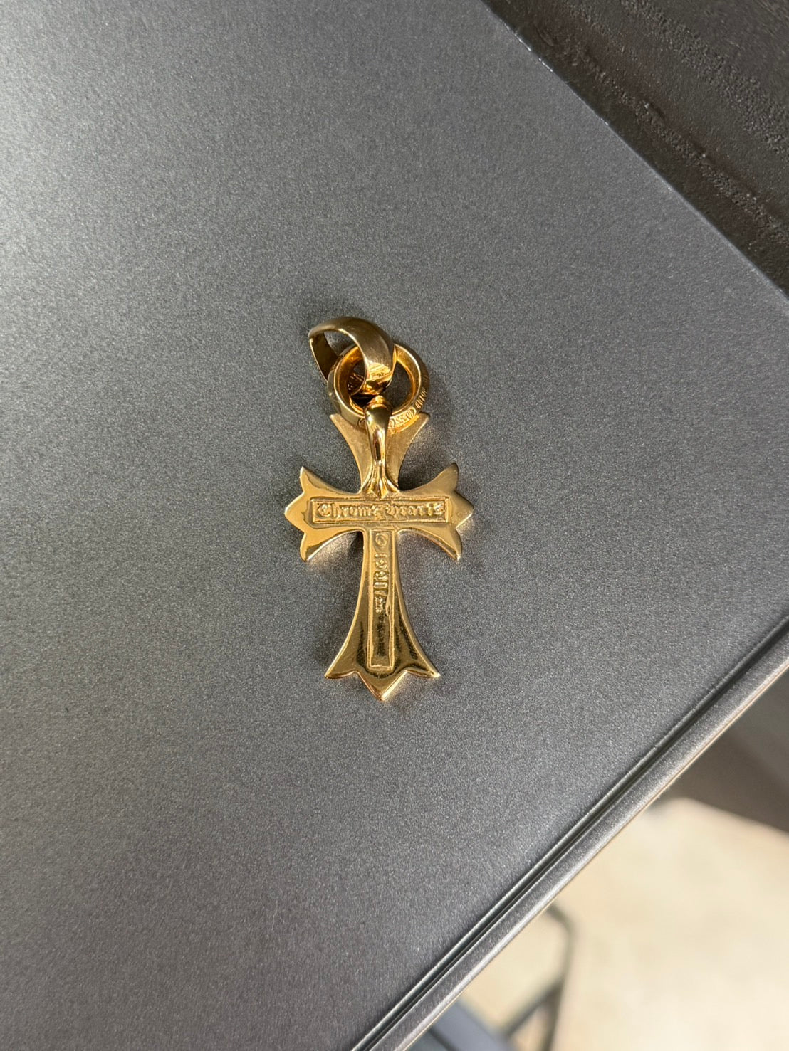 Chrome Hearts 22k Tiny Cross Pendant with Diamonds