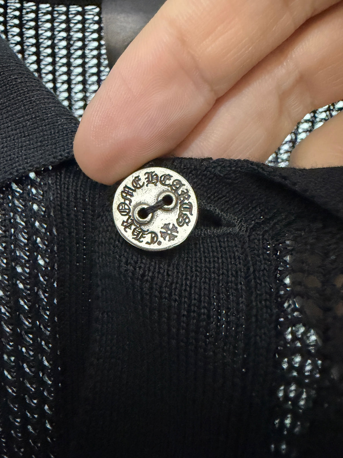 Chrome Hearts Cross Patch Mesh Polo Shirt