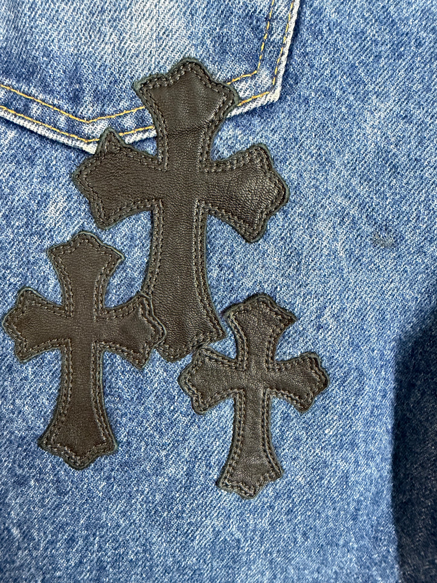 Chrome Hearts Leather Cross Patch 517 Jeans