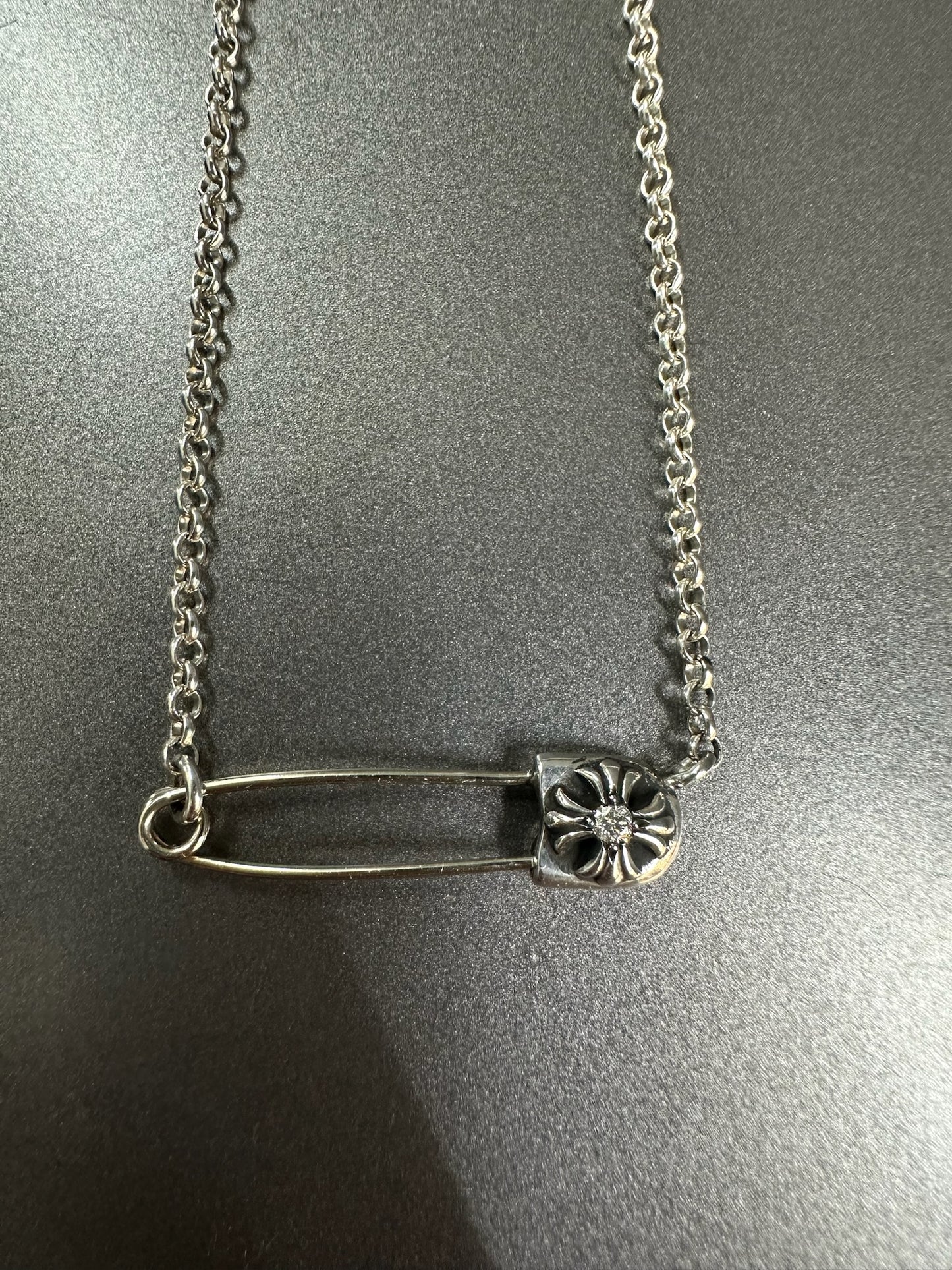 Chrome Hearts Safety Pin Necklace with Diamond