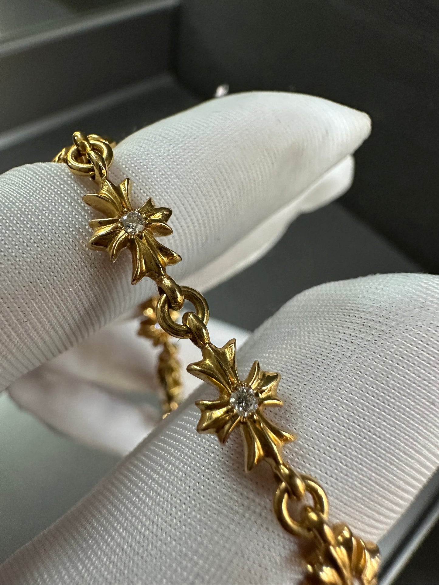 Chrome Hearts 22k Tiny E bracelet with diamonds 12links