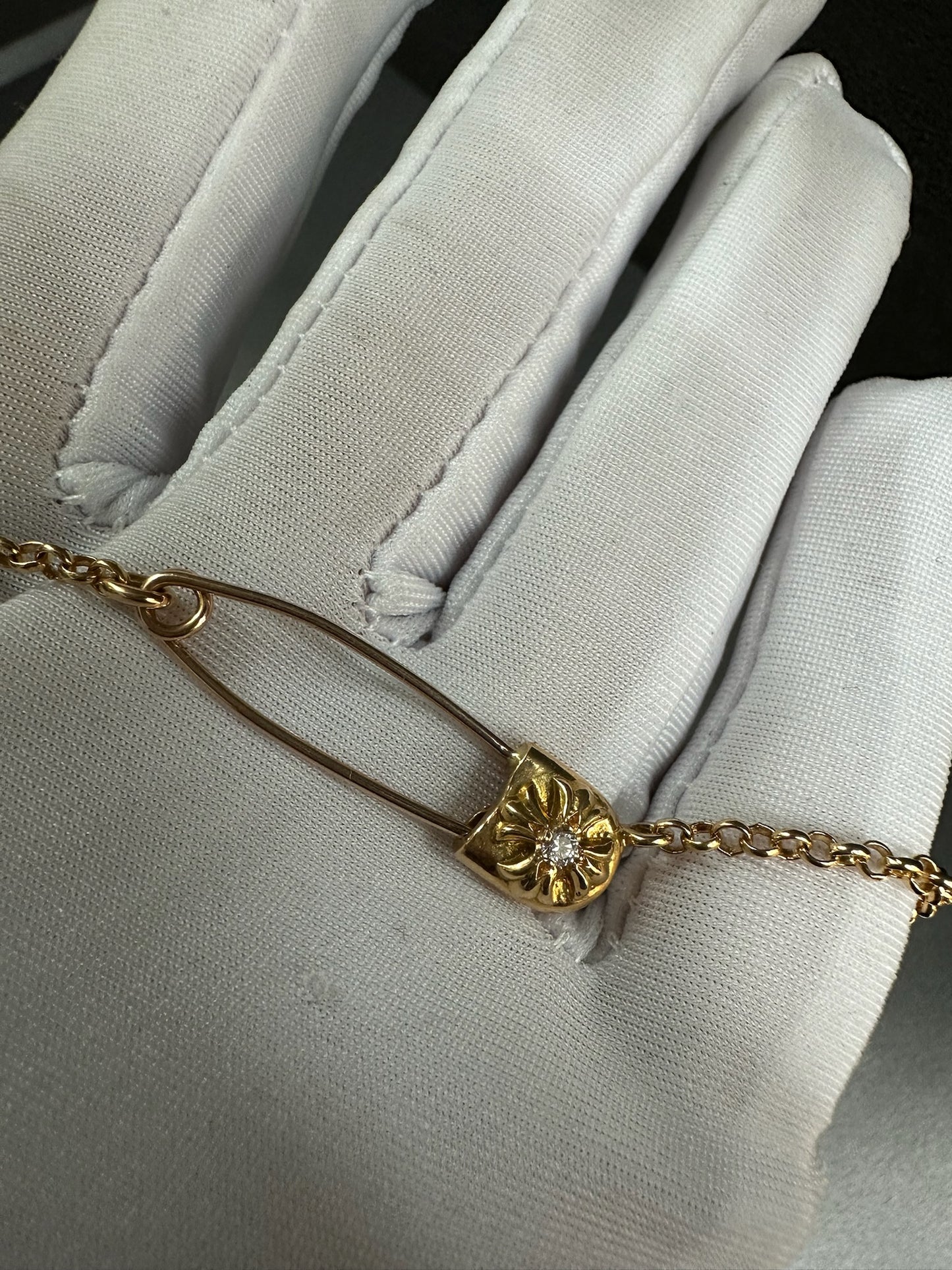 Chrome Hearts 22k Safety Pin Necklace with Diamond 40cm