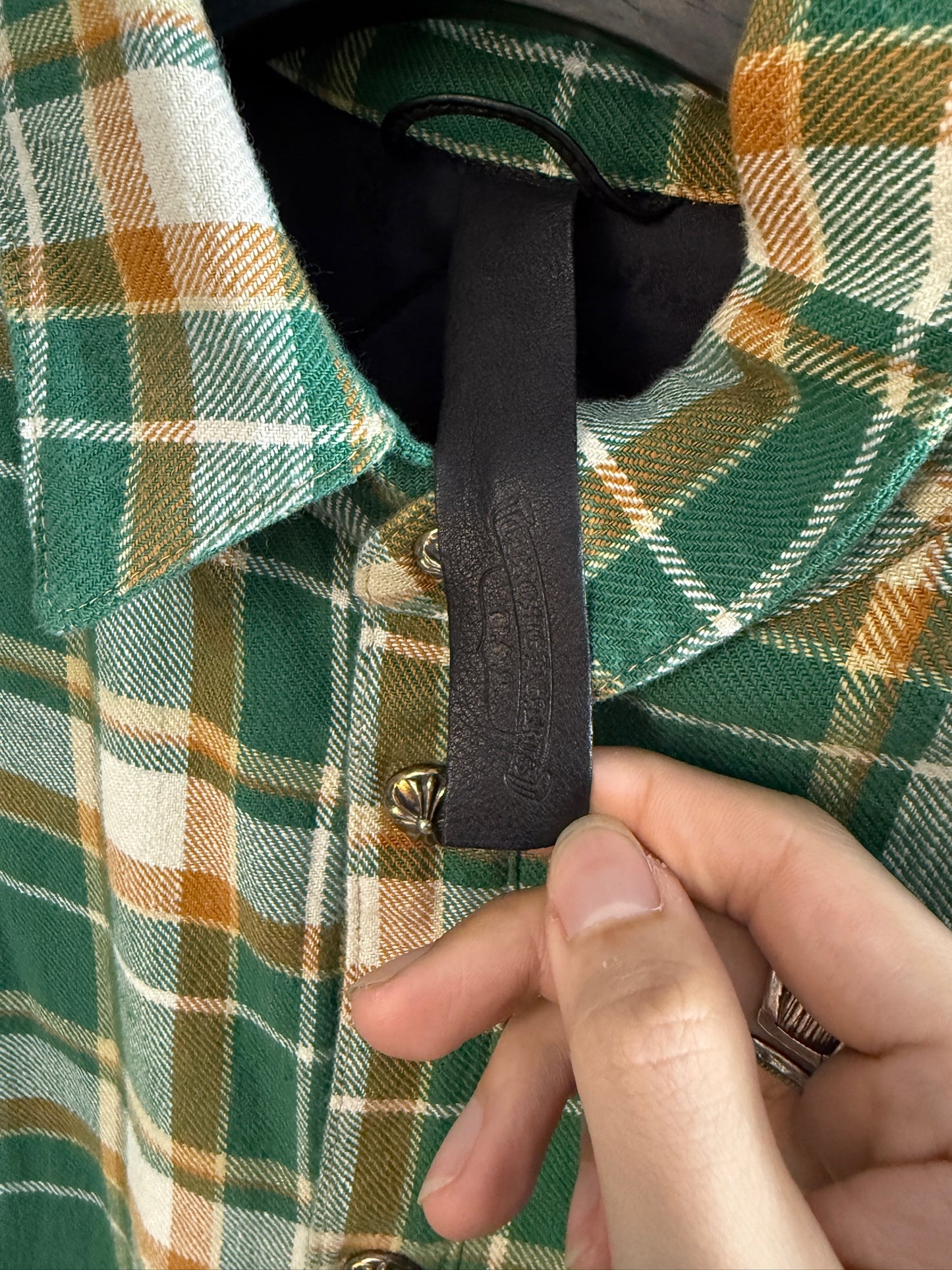 Chrome Hearts Quilted Padded Flannel Plaid Print Jacket