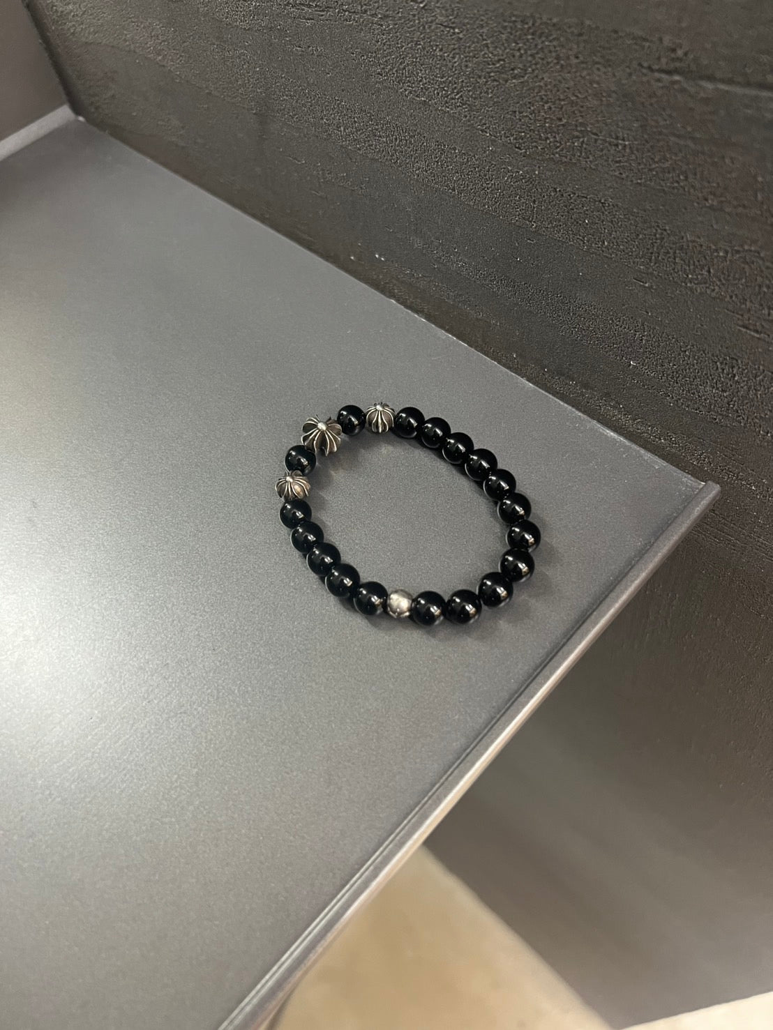 Chrome Hearts Black Stone Bead Bracelet