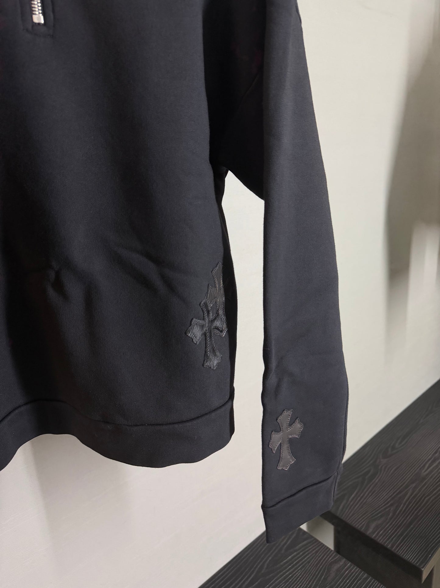 Chrome Hearts Leather/Patent  Cross Patch Half-Zip