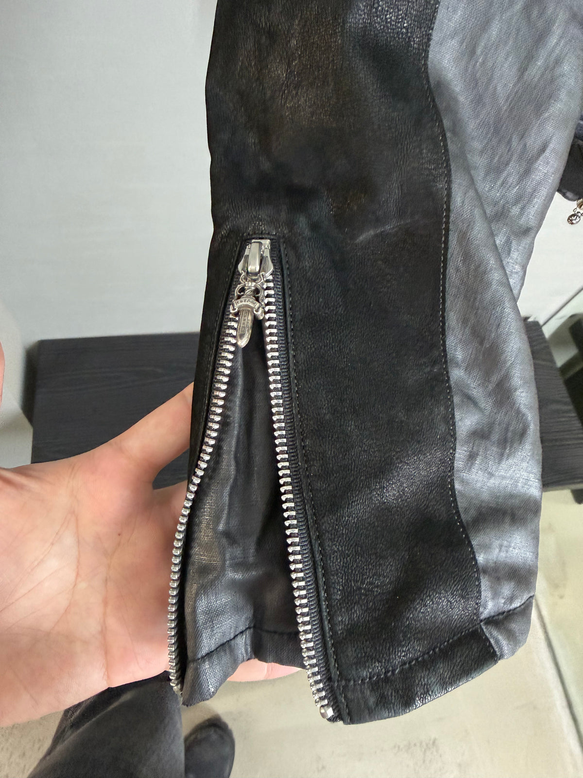 Chrome Hearts Carmalita Fleury Leather Zip-Up Jacket