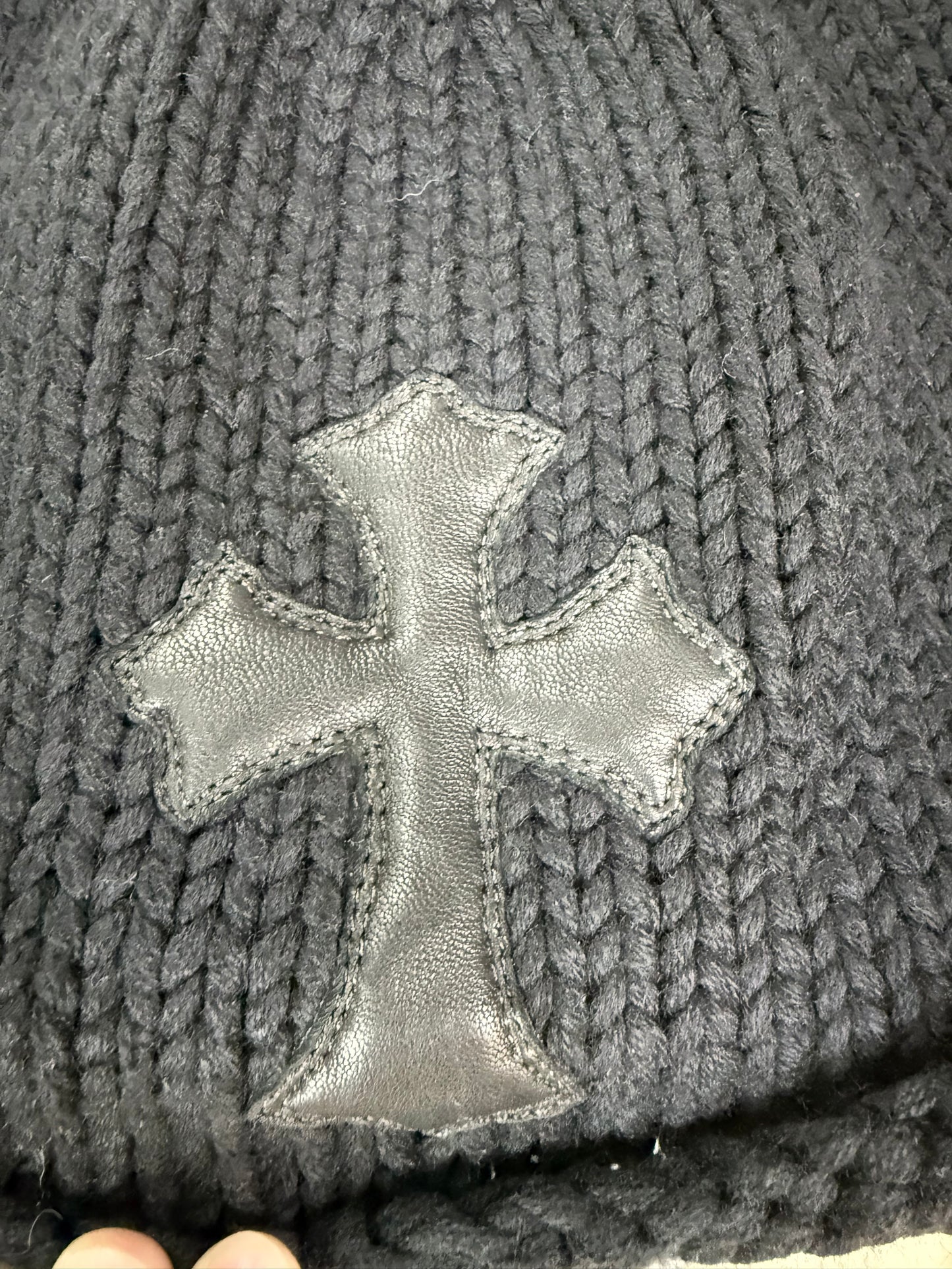Chrome Hearts Leather Cross Patch Cotton Beanie