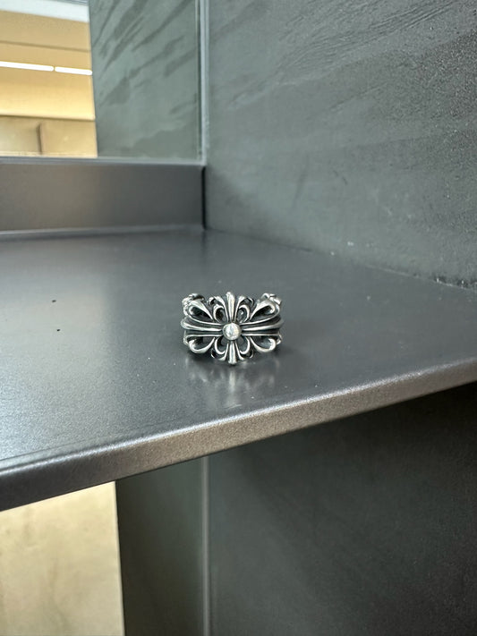 Chrome Hearts double floral cross ring