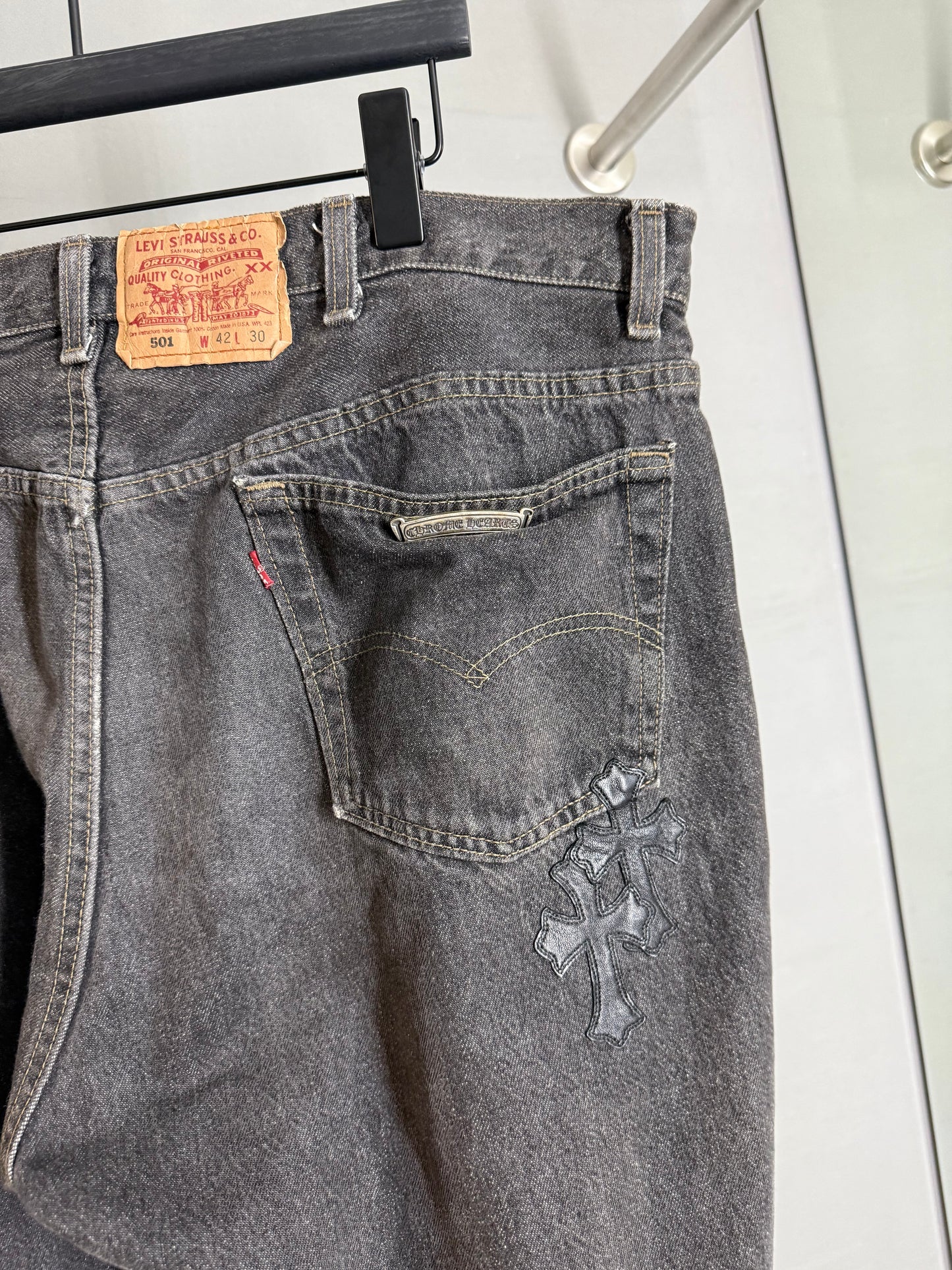 Chrome Hearts 501 Cross Patch Jeans