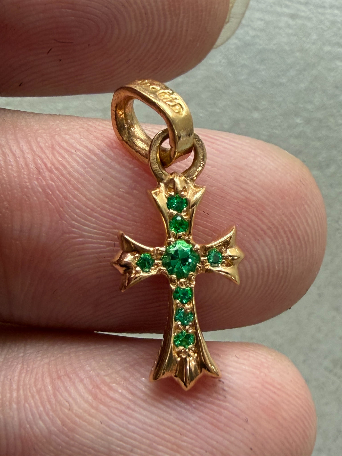 Chrome Hearts 22k Babyfat Pendant with Emerald