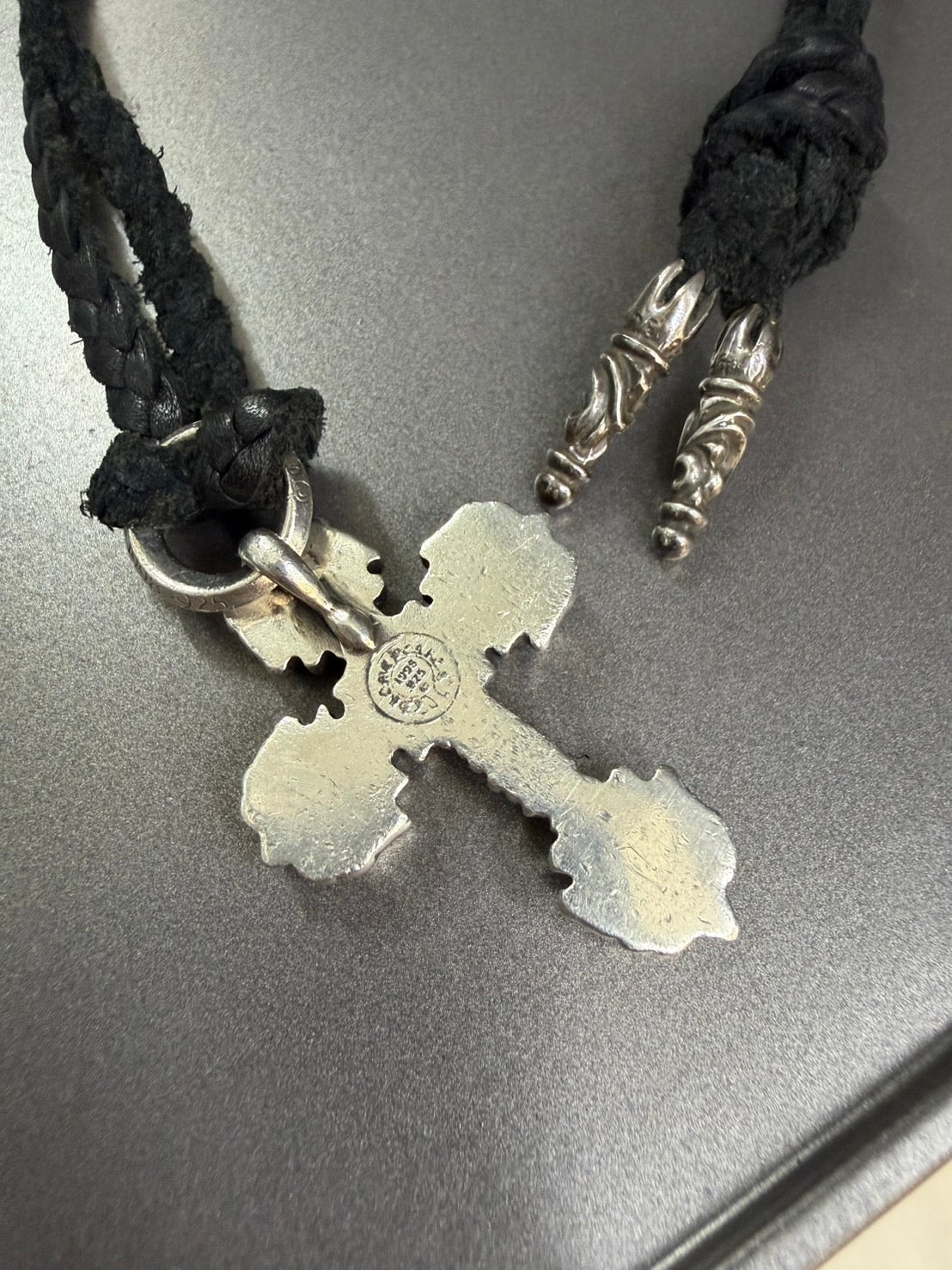 Chrome Hearts Leather Braided Filigree Necklace