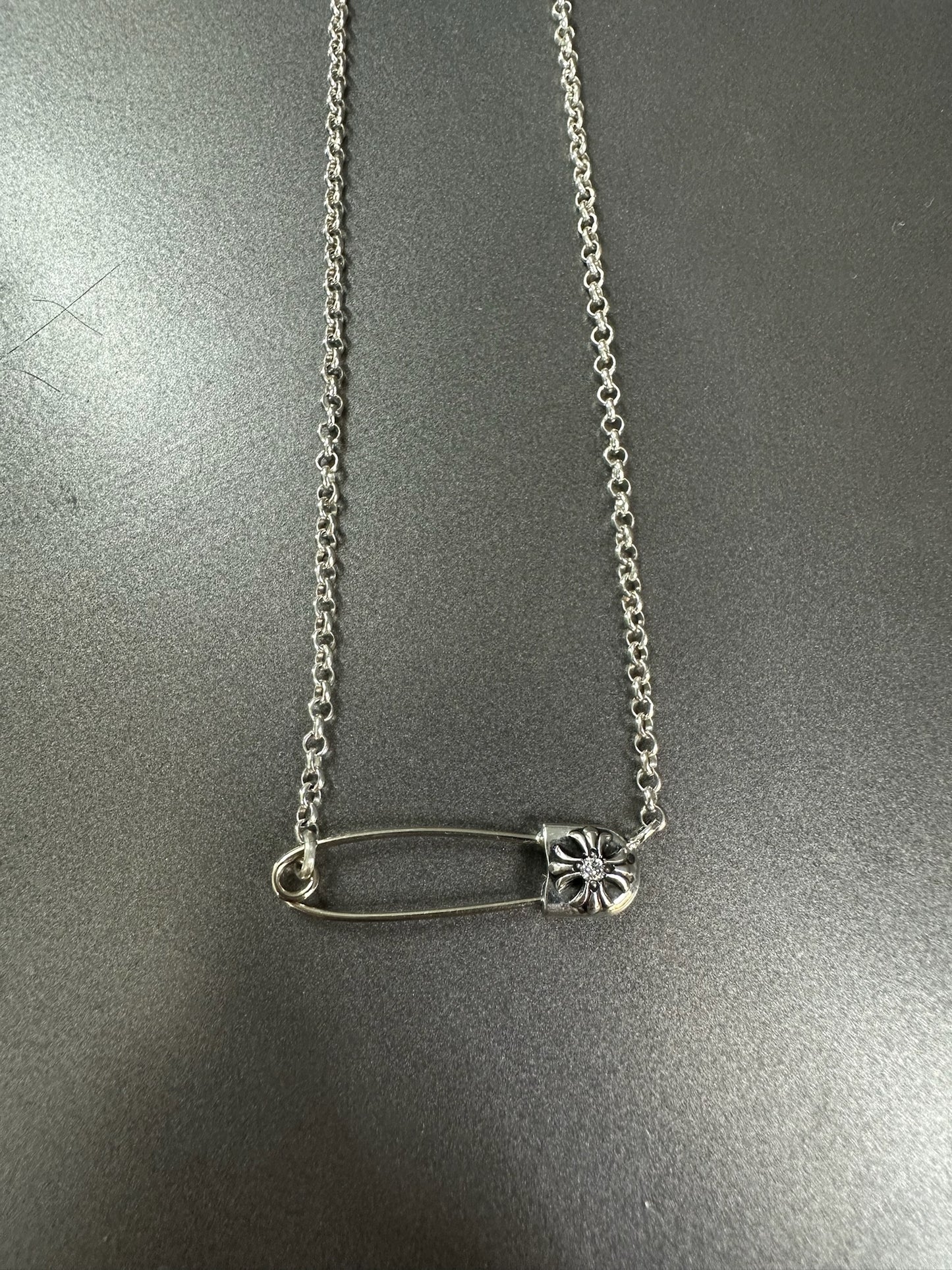 Chrome Hearts Safety Pin Necklace with Diamond